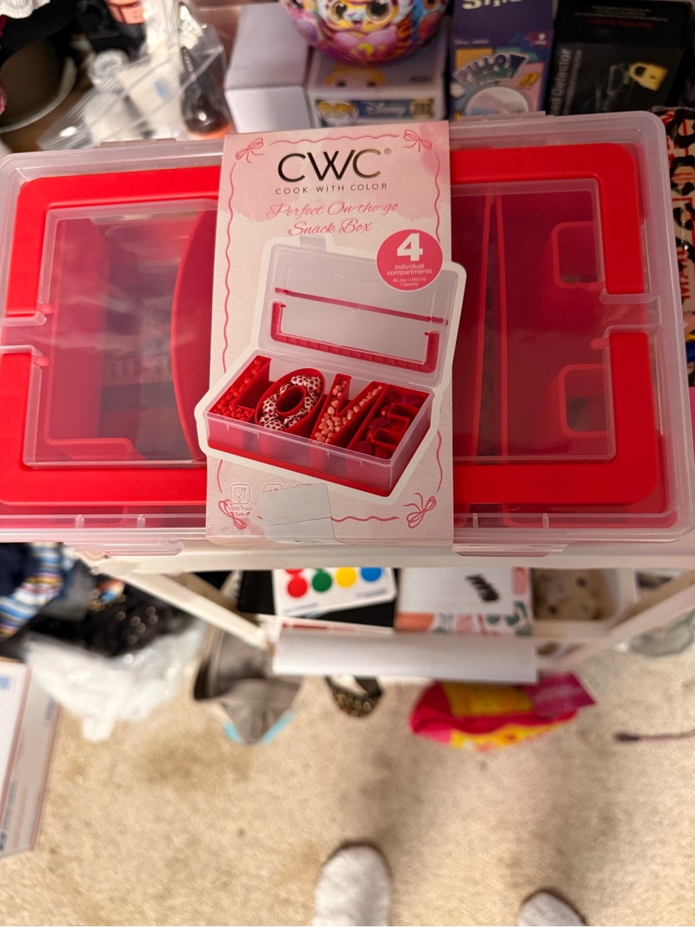 CWC Red Snack Box - 4 Compartment On-the-Go Food Storage - Picture 1 of 2